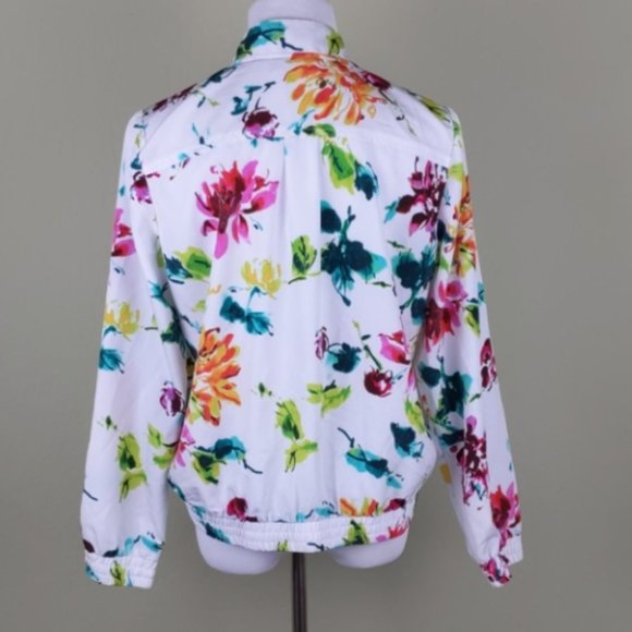 Susan graver floral bomber jacket white szXXS - Picture 5 of 9